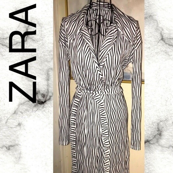 ZARA BLACK,WHITE WRAP DRESS~CUT OUT BACK~BELT~XS - Picture 2 of 6